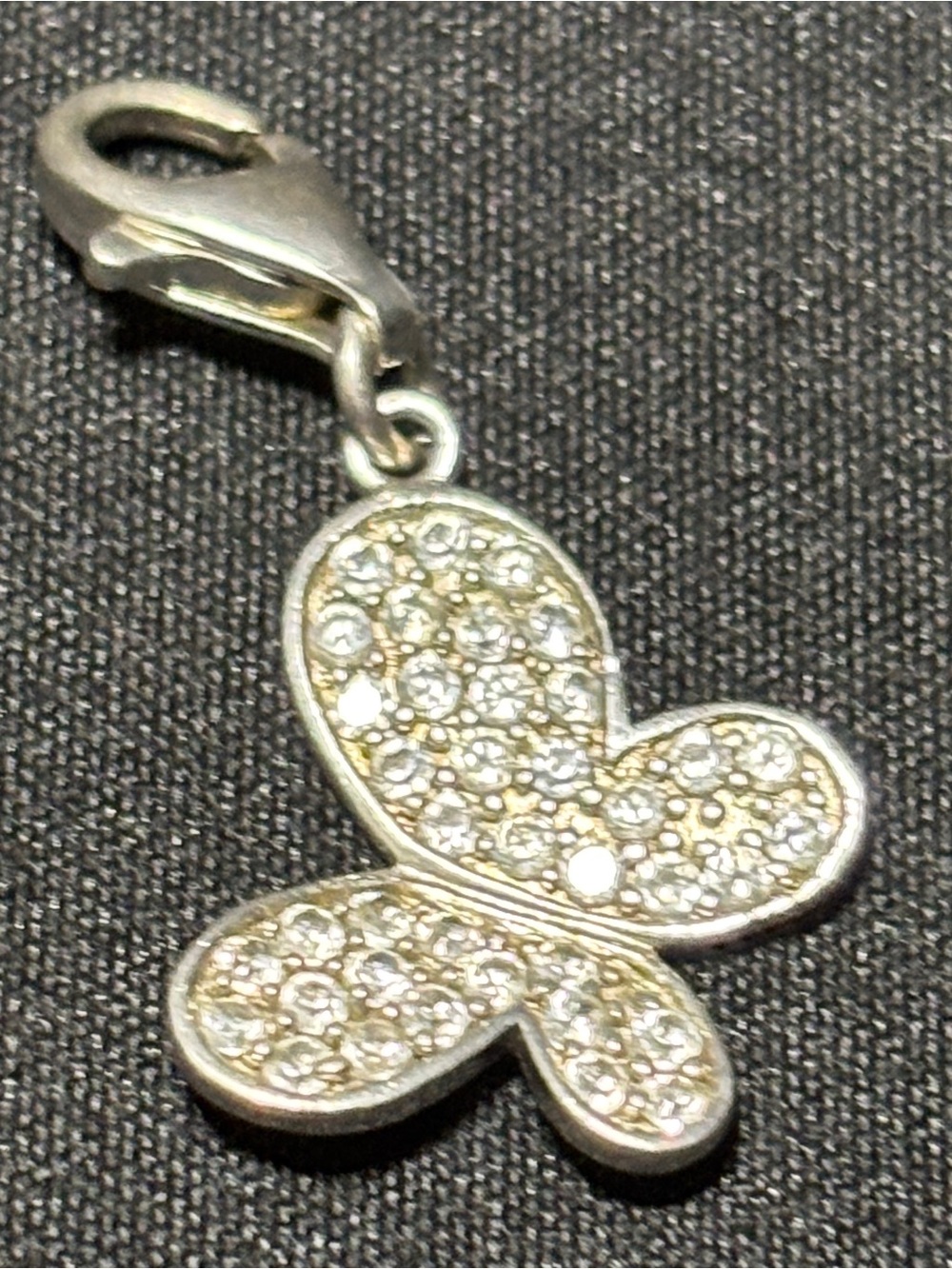 MJI Silver 925 Crystal Butterfly Charm Pendant - White